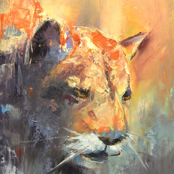 Abstract Realism Original on Canvas Cougar