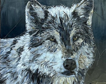 The Grey Wolf Stained Glass Mosaic