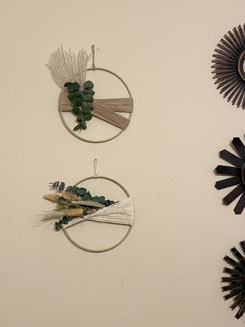 Dried Flower Boho Wreath Gold Hoop, Eucalyptus and Reeds Free Shipping