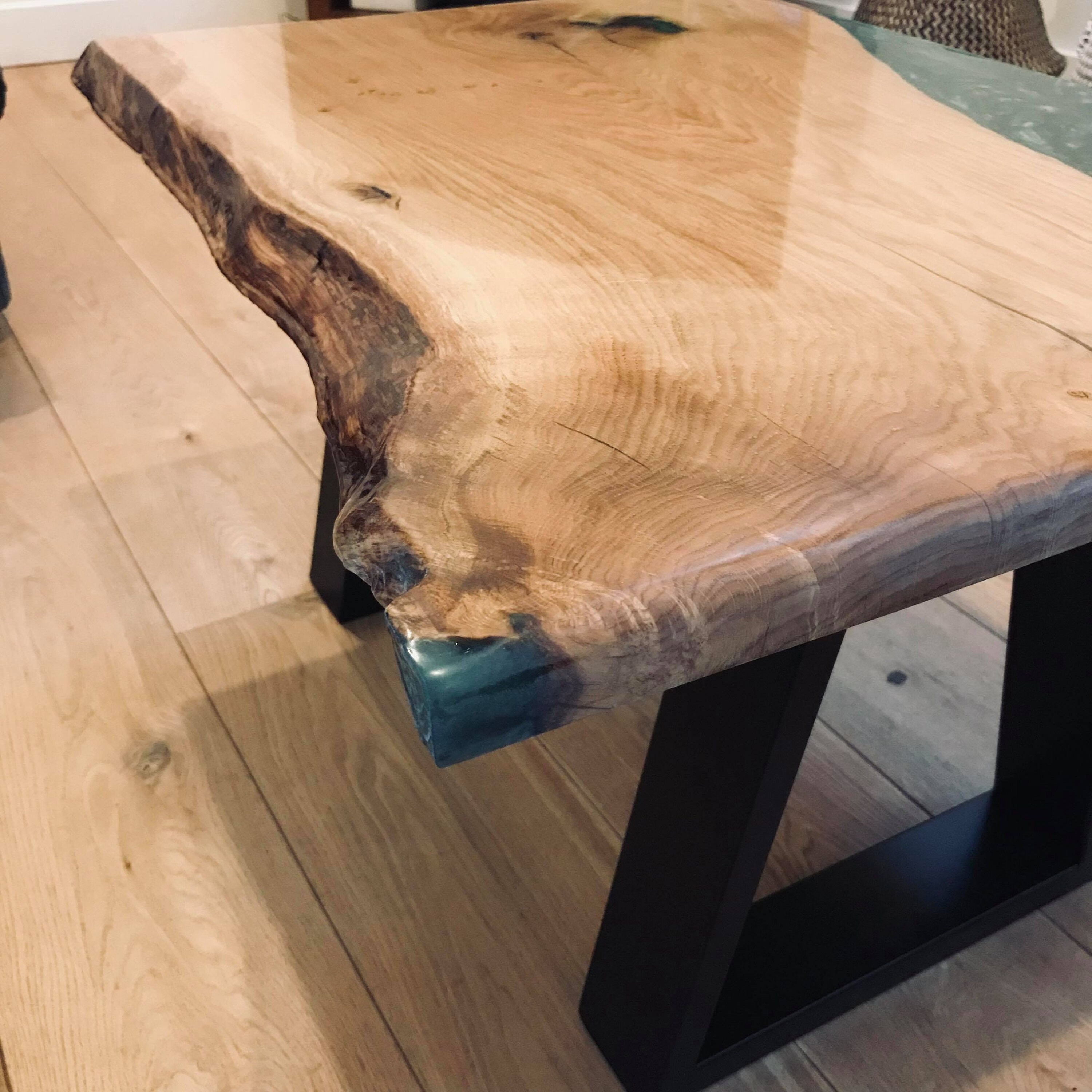 Green Epoxy Resin Table / Oak Coffee Table / Small Resin Table Etsy UK