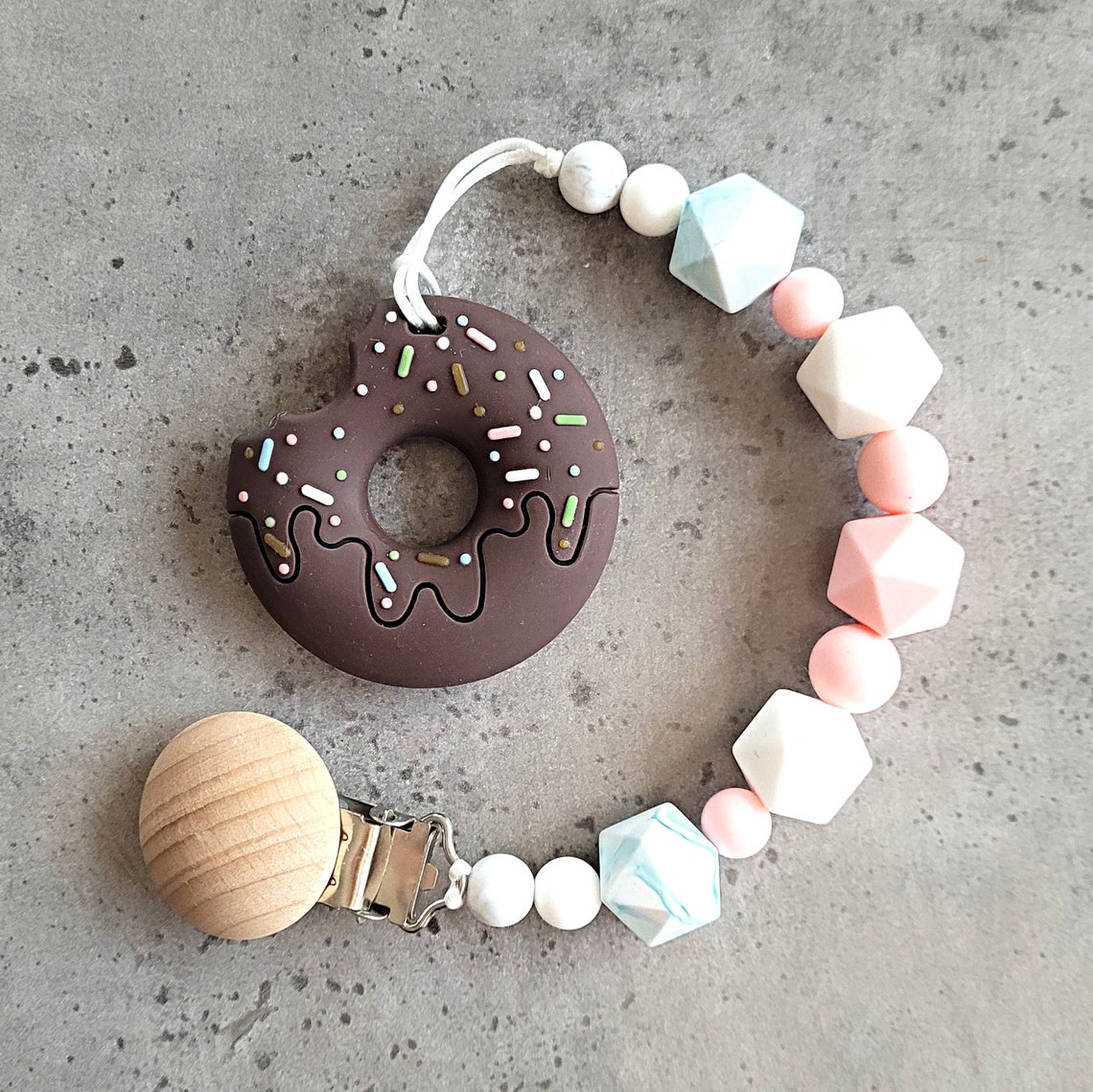 PINK DONUT Baby Teethers Pacifier Clip Baby Gift / Etsy