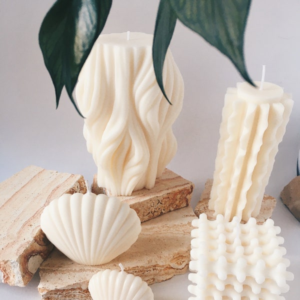 RUFFLE PiLLAR CANDLE | vegan | Rüschenkerze | organic form | Säulenkerze mit Raffungen | Duftkerze | Wohninspiration | Wohndeko | Geschenk