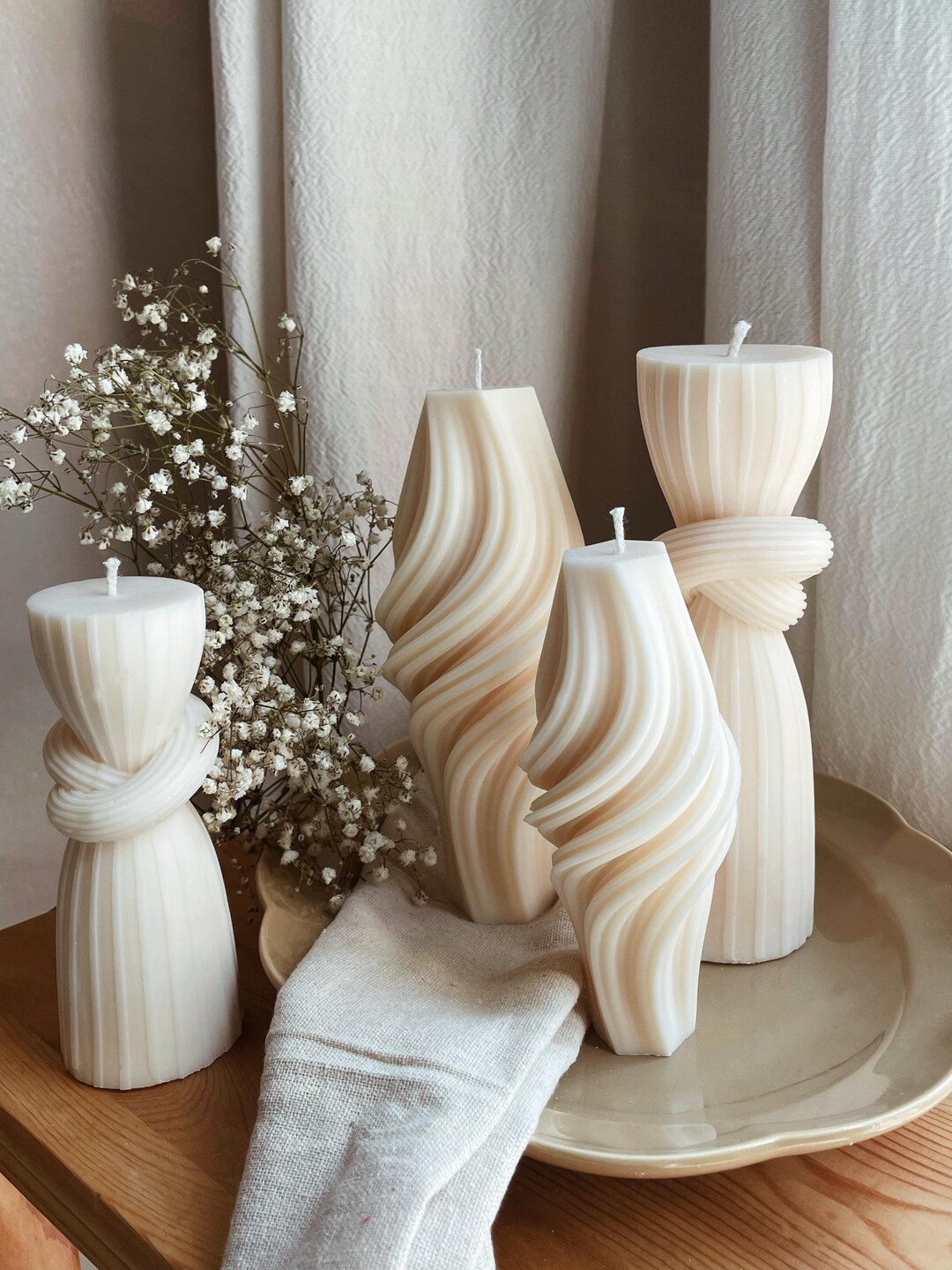 Candle Rope Knotted Pillar Candles Collection CORDELIA | Pillar Candle in Rope Look ...