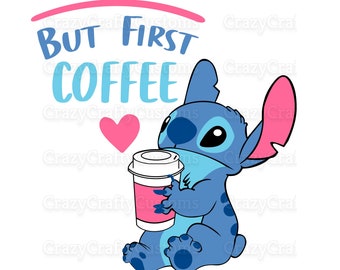 Stitch clipart,  Lilo and Stitch movie, Stitch decor, But first coffee