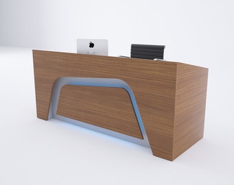 Reception desk model 2 walnut-white, Custom Reception Desk, Office Furniture Waiting Area, Sales Counter, Modern Reception Desk, counter