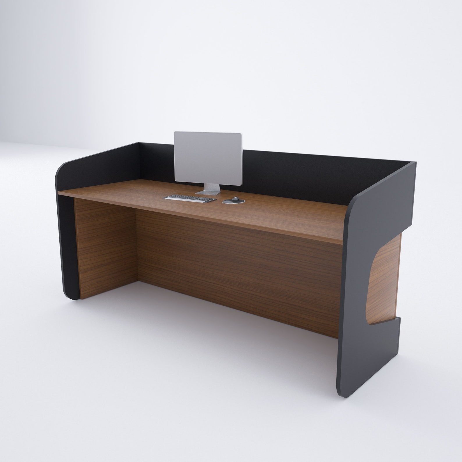 Reception Desk Model 1 Walnutblack Office Custom Reception Etsy