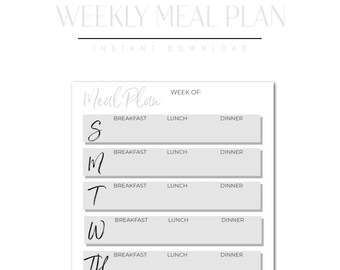 Plantilla digital del plan de comidas semanal / Plan de comidas semanal imprimible