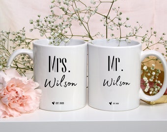 Personalisierte Mr. und Mrs. Kaffeetasse | Hochzeit Kaffeebecher | Paare Kaffeetasse | Braut und Bräutigam Kaffeetasse | Hochzeit Kaffeebecher | Andenken