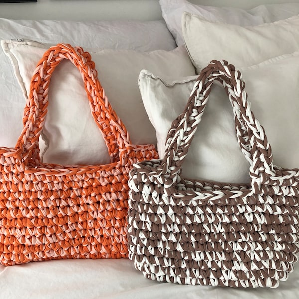 Häkeltasche aus T-shirtgarn, Handtasche gehäkelt, Häkeltasche kaufen, Crochetbag, Tasche, Crochet, Festival, gehäkelte Tasche kaufen, Muttis