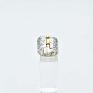 Celestial Harmony: Handcrafted Silver Ring with Gold Granules