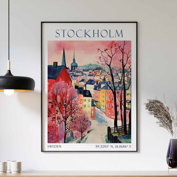 Stockholm Travel Print, Stockholm - Sweden Travel Gift, Printable City Poster, Digital Download, Wedding Gift, Birthday Present