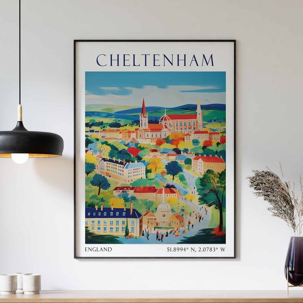 Cheltenham Travel Print INSTANT DOWNLOAD, Wall Art Cheltenham, Digital Download, Cheltenham Gift Art Lovers England Art Lover Gift