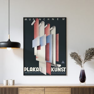 Cartel publicitario de Muenchner Plakat Kunst Vintage Union, impresión de arte de pared retro, inspirado en Bauhaus