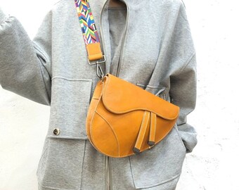 Small brown sling bag for women, cross body leather sling fanny pack