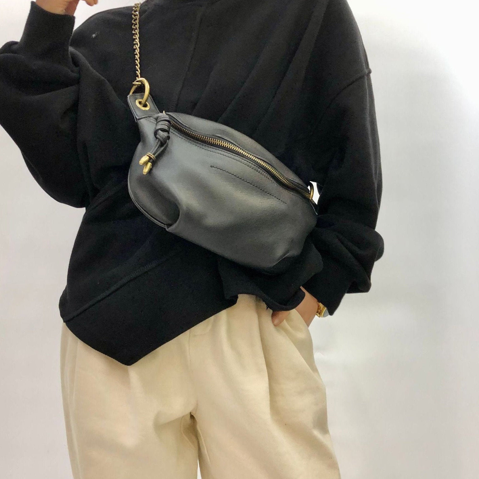 Genuine Leather Black Sling Bag for Women Cross Body Women 