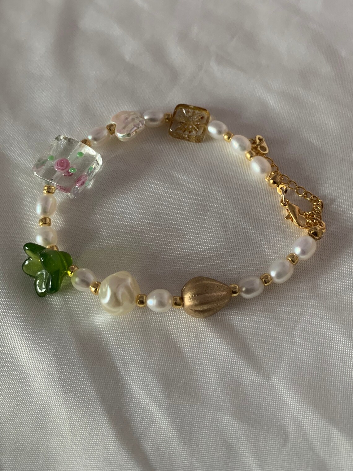 Vintage Pearl Bead Bracelet /14k Gold Handmade Beaded Jewelry/ Etsy