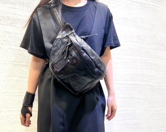 Genuine Leather Sling Bag Backpack women, handmade crossbody sling bag for women large