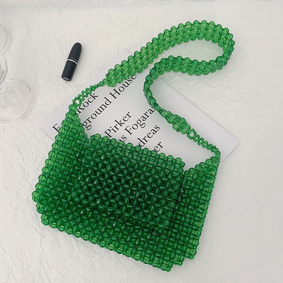 Handmade Beaded Bag Vintage Green Beaded Shoulder - Etsy