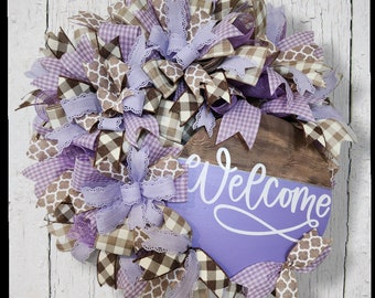 Welcome Wreath - Purple and Brown