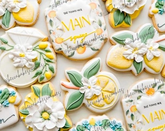 2 Dozen (24) Customizable She Found Her Main Squeeze | Lemon Party Cookies | Bridal Shower Royal Icing Sugar Cookies - (12 cookies)