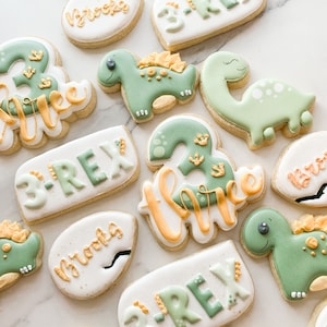 2 Dozen (24 cookies) Customizable 3 REX Birthday | Dino Birthday Party | Dinosaur Birthday | 3 REX Birthday Royal Icing Sugar Cookies