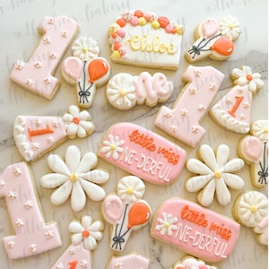 2 Dozen (24 cookies) Customizable Boho Groovy Daisy Sugar Cookies | Two Groovy | Little Miss One-derful | Daisy Kids Birthday Party Favors