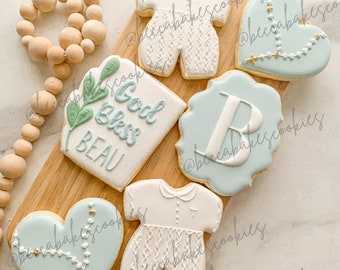 Customizable Baptism Cookies| Baby Dedication Cookies | Royal Icing Decorated Sugar Cookies - 1 Dozen (12 cookies)