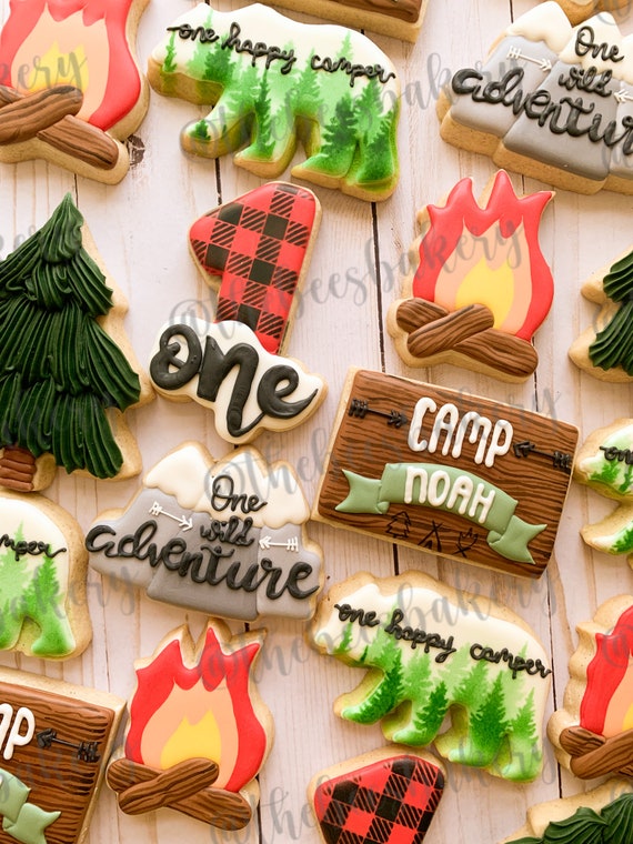 2 Dozen (24 cookies) Camping | Woods | One Wild Adventure | Camping Birthday | Wild Kids Birthday Theme Cookies - 2 Dozen