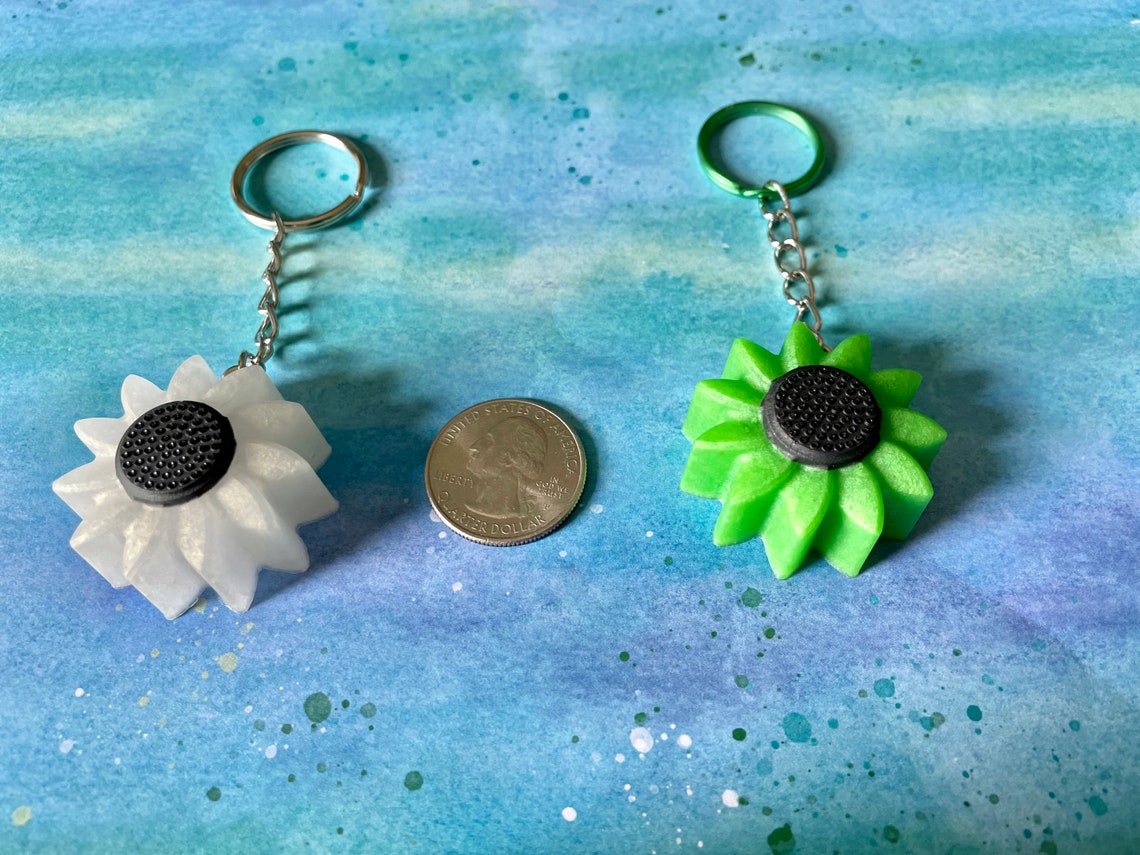 Resin Handmade Sunflower Keychains Etsy