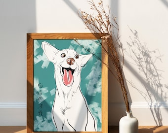 Cute Pet Line Art | Custom Pet Portraits Personalized from Your Pets | Digital Pet Poster | Personalized Gift For Pet Owner | Memorial Gift