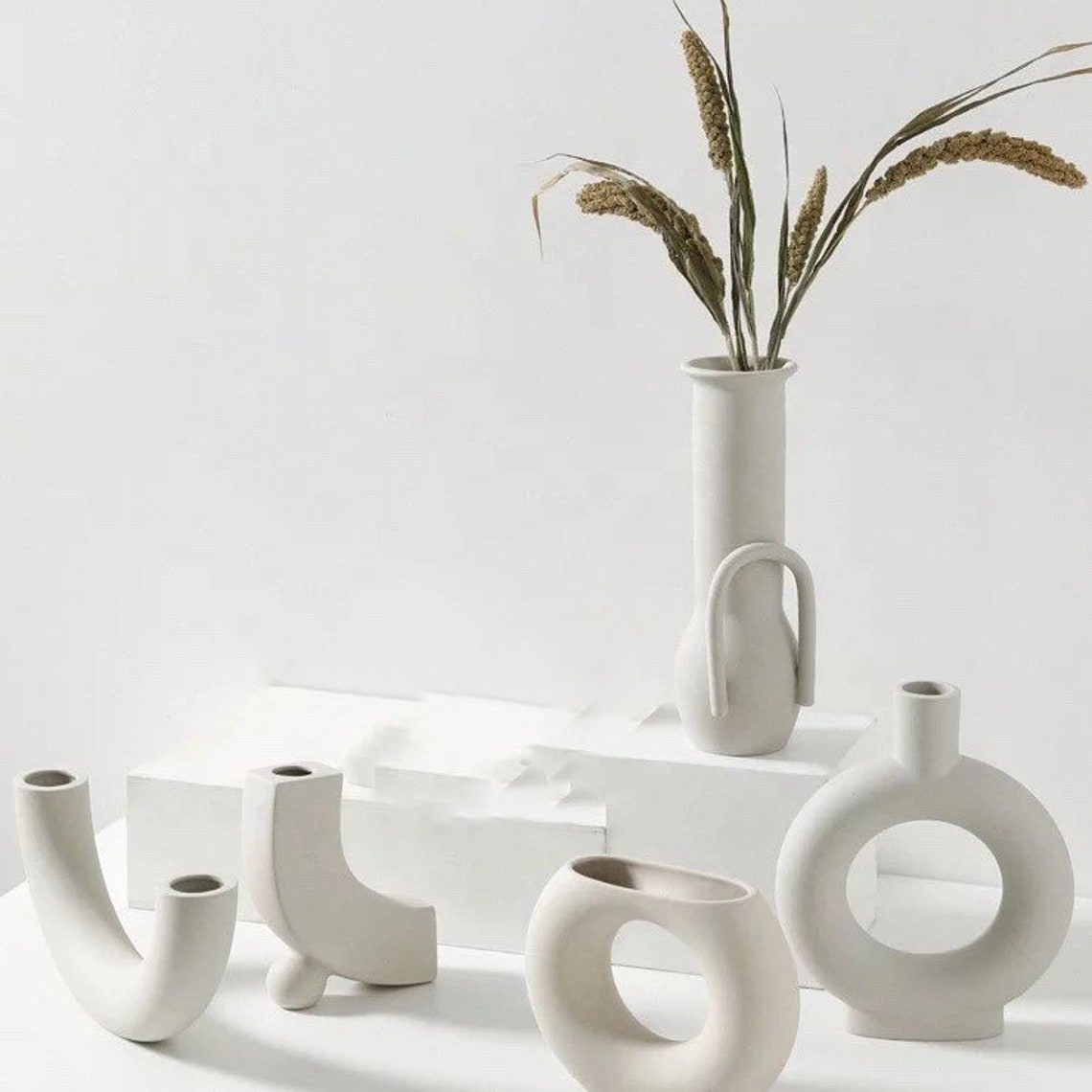 Donut Vase Nordic Flat Vase Minimalist Dried Flowers Etsy