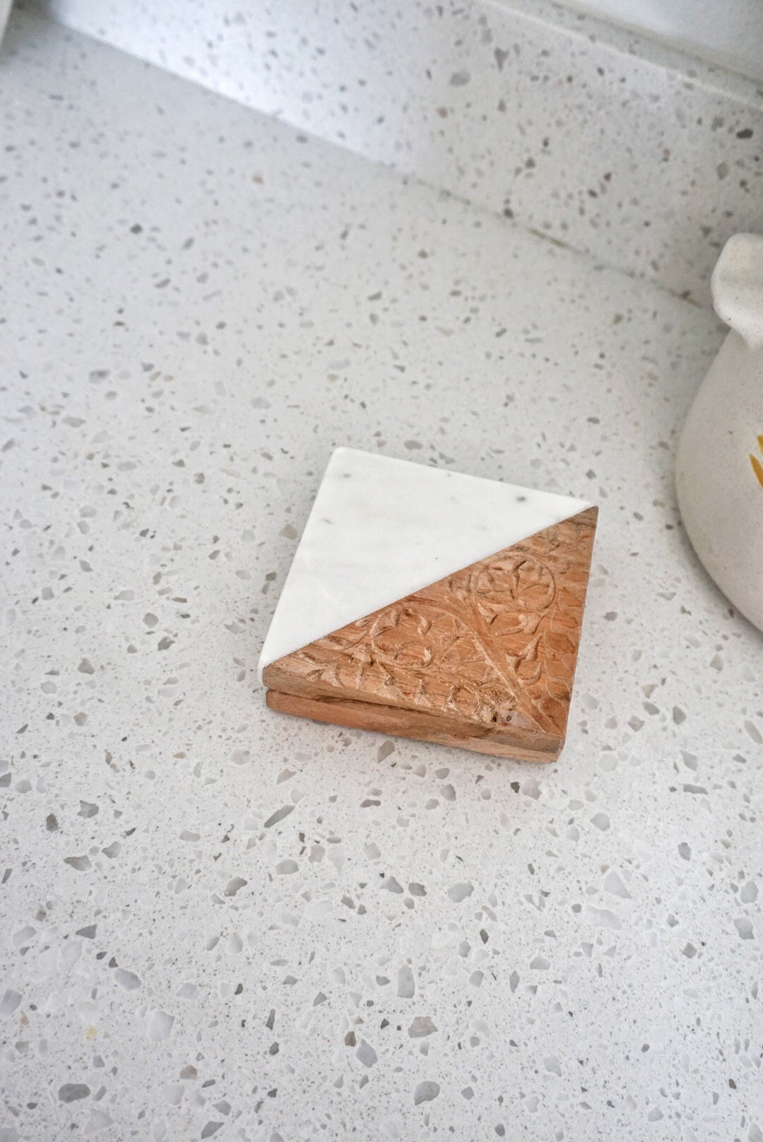 Quadratische Marmor und Holz Untersetzer 4 Pack | Etsy