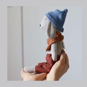 Coniglietto di lino fatto a mano - Peluche morbido, regalo per neonati