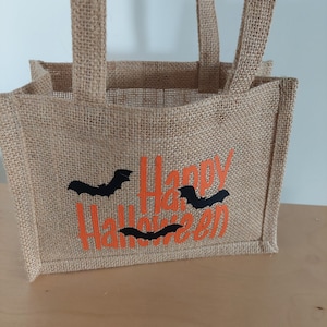 Halloween Bag, Trick or Treat, Hessian, jute bag, Reusable