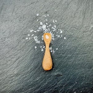 Wooden salt spoon scoop (hand carved) - sycamore wood | unique gift for birthday or wedding anniversary | Whittled in Devon