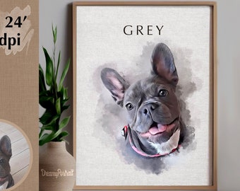 Custom Pet Portrait Watercolor Pet Painting from photo, Watercolor pet portrait Digital painted from Photo,Pet memorial gifts,Pet loss gifts