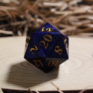 Deep Blue and Gold D20 Chonk 35mm