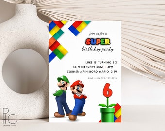 Super Mario Bros Invitation Etsy France