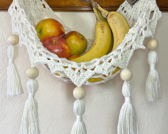 Boho Crochet Fruit Hammock with Tassels