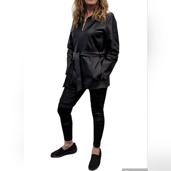 Croft & Barrow Leather Coat Jacket Womens Mid Len… - image 1