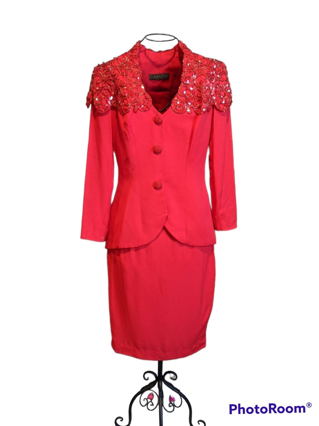 Vintage Casadei Red Two Set Suit Embroidery Decorated Dress Etsy