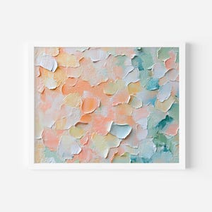 Impressionist Abstract Floral Wall Art - Soft Pastel Petals, Modern Airy Leaf Painting, Coastal and Calming Printable Art, Download 78
