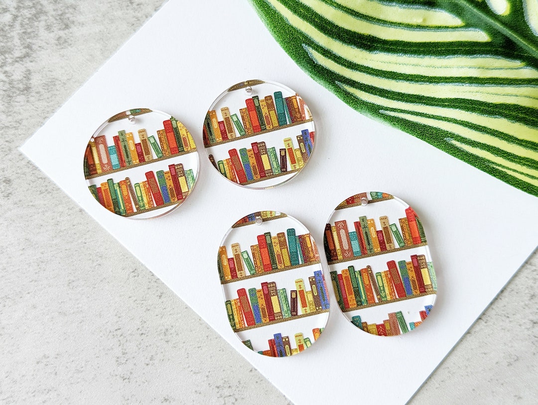 Bookshelf Themed Earrings, Book Lover Earring Findings, Book Worm