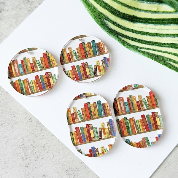 Bookshelf Themed Earrings, Book Lover Earring Findings, Book Worm Acrylic Earrings, Earring Blanks, DIY Earring Supplies, Teacher Earrings