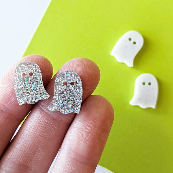 Stud Glitter Ghost Earring Blanks DIY, Acrylic Glitter Earring Finding Supplies, Halloween Fall Acrylic Earring Supply, 1 Pair