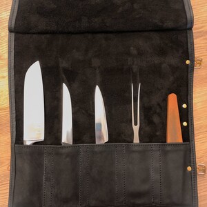 Leder Messertasche Für Kochmesser - Messerrolle Mit 5 Fächern Für Unterwegs