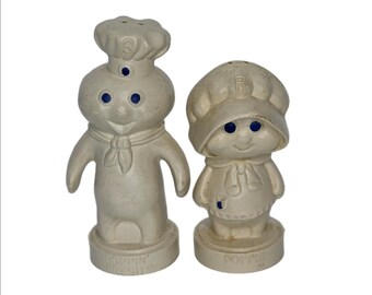 Vintage Pillsbury Salt and Pepper, Plastic, Poppin Fresh and