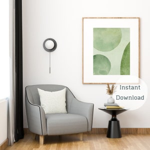 Green Watercolor Abstract Digital Wall Art, Modern Wall Art, Printable Art