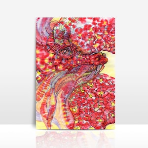 Drache, Postkarte, Naturpapier, Dragon, DIN A6, Bilderrahmen, Chinesisches Neujahrsfest, Grußkarte, Geschenk, Märchen, Horoskop, handgemalt