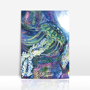 Qualle, Postkarte A6, Aquarellpostkarte, Unterwasserwelt, Meer, Naturmotiv, handgemalt, Geschenk für Muttertag, Geschenk